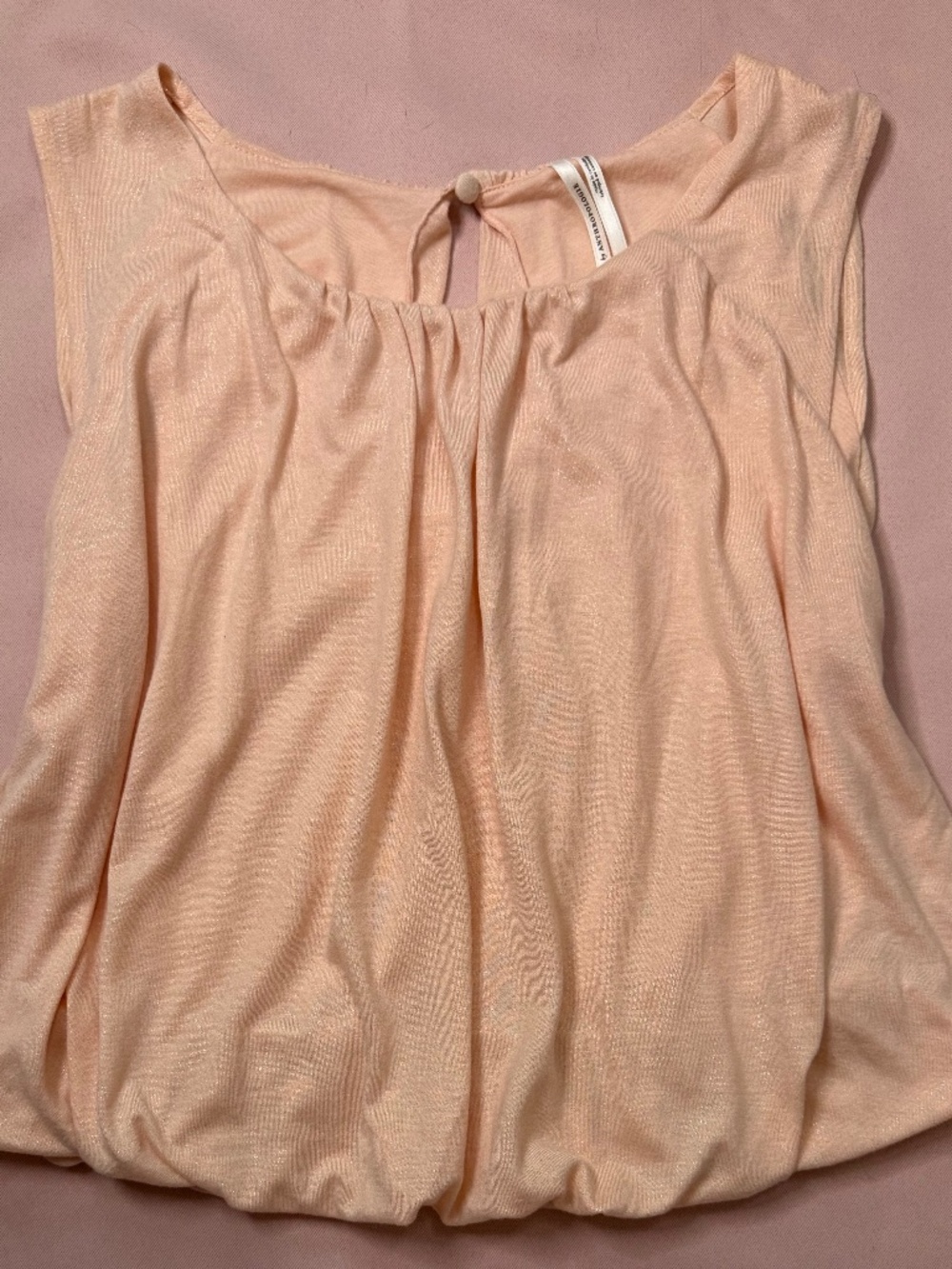 Anthropologie - NWOT Light Peach Shimmery Bubble Hem Sleeveless Top - Size XS